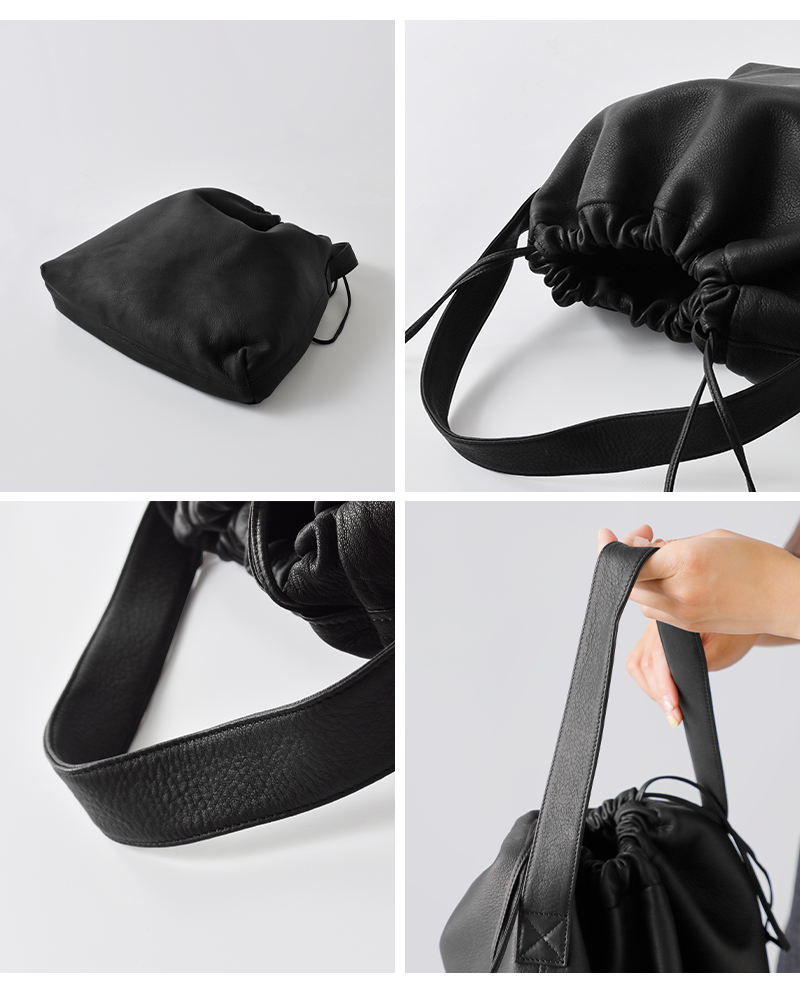 Aeta アエタ ディアレザー ドローストリング ワンショルダー バッグ M