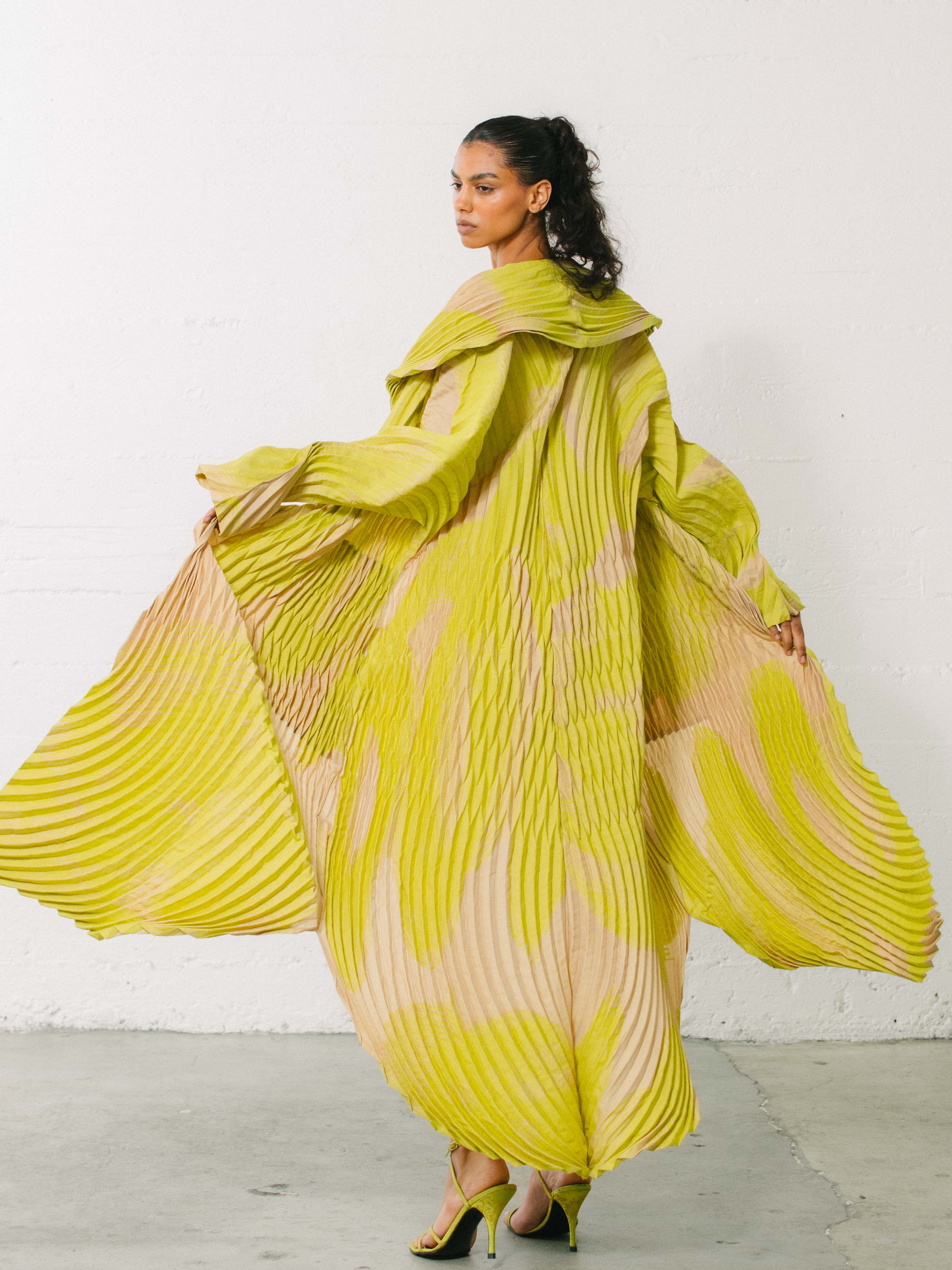 Issey Miyake Sculptural Pleated Two Tone Duster