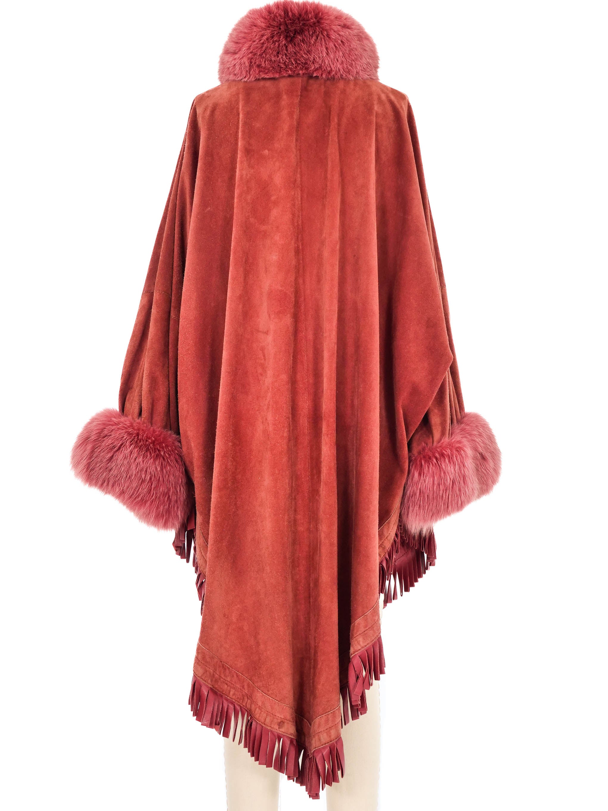 Christian Dior Fur Trimmed Suede Cape Jacket