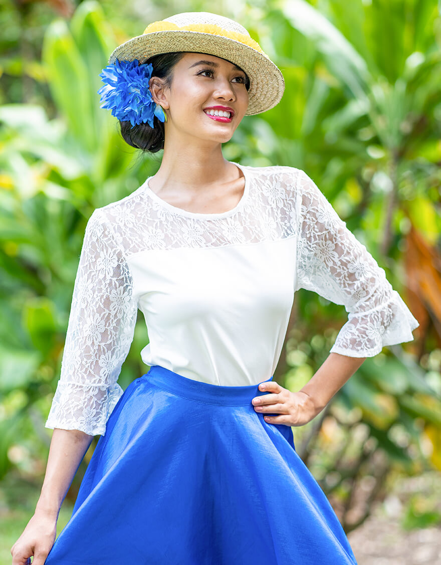 レースベルスリーブブラウス（ホワイト） – 【公式】フラダンス衣装