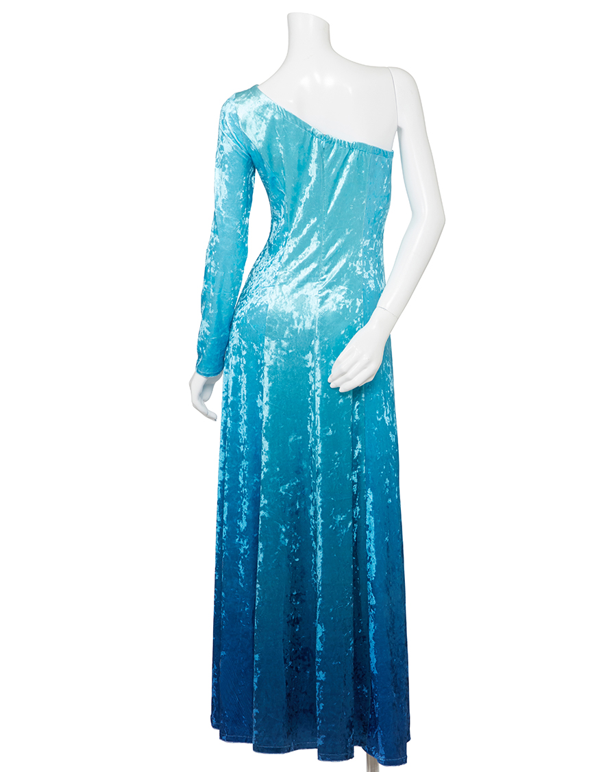 ワンスリーブベロアドレス（シャイニーベロア）ラグーングラデーション