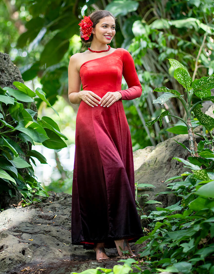 ワンスリーブベロアドレス（レッドグラデーション） – 【公式