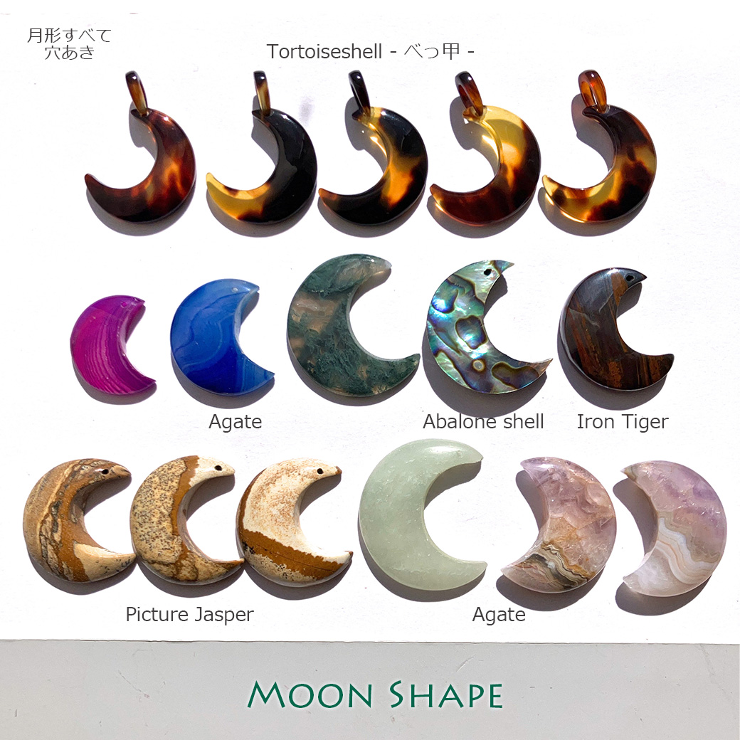 穴あきピクチャージャスパー月形[m33] 29x15mm 32Cts / 天然石ルース