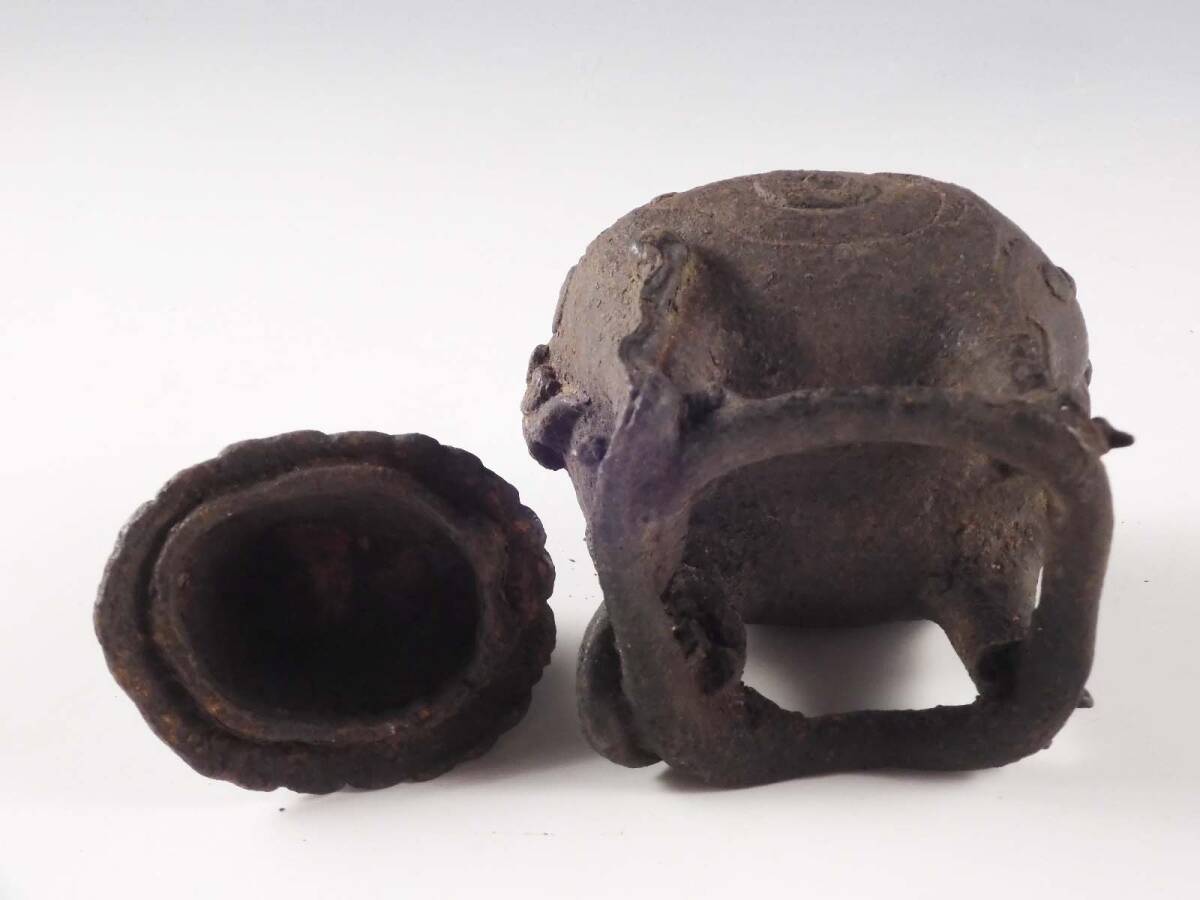 ◇堂◇時代 古鉄 彫刻 中国 獅子 香炉 置物 11.5cm 江戸期 20w143(鉄製