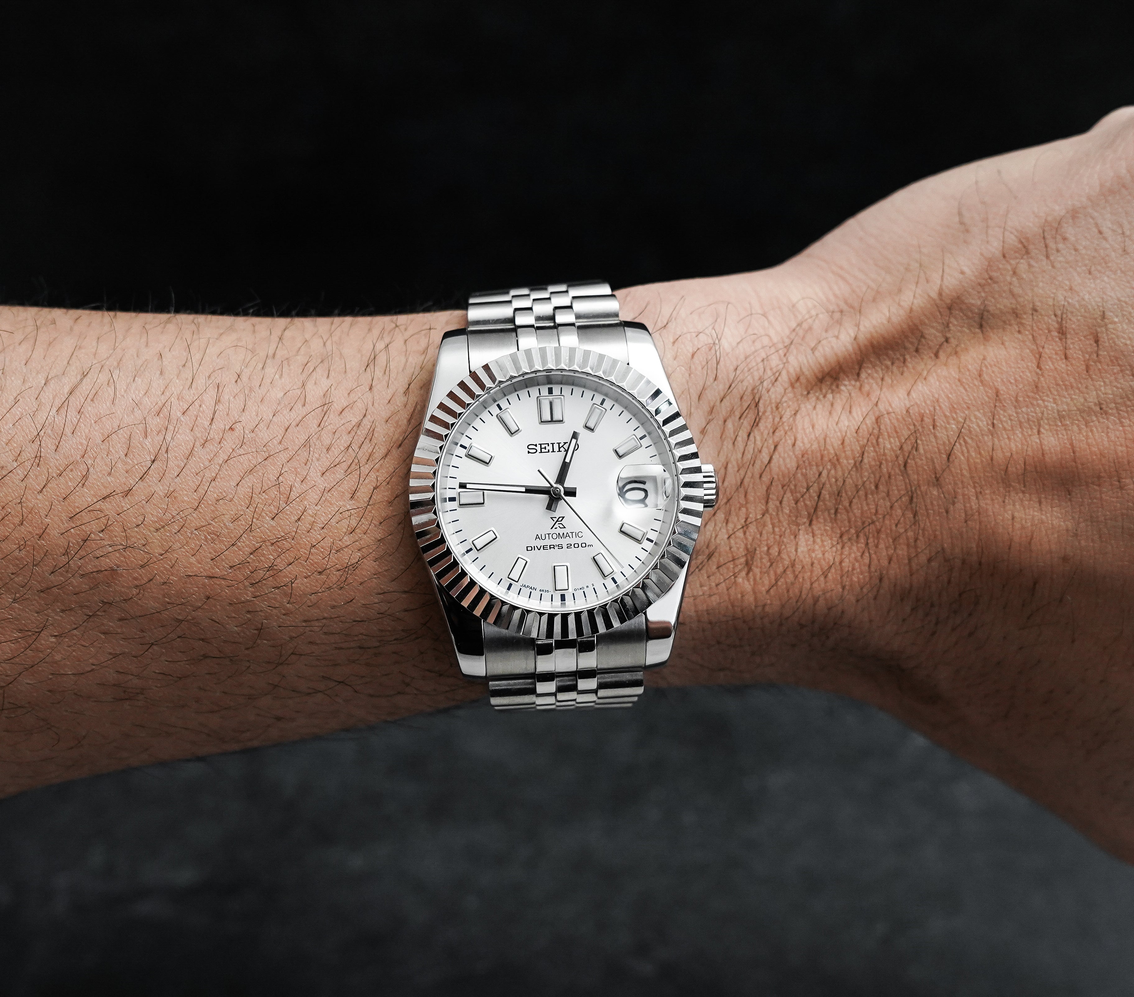 36mm White Datejust Style Mod Watch w/ SPB213 Dial & Seiko NH35