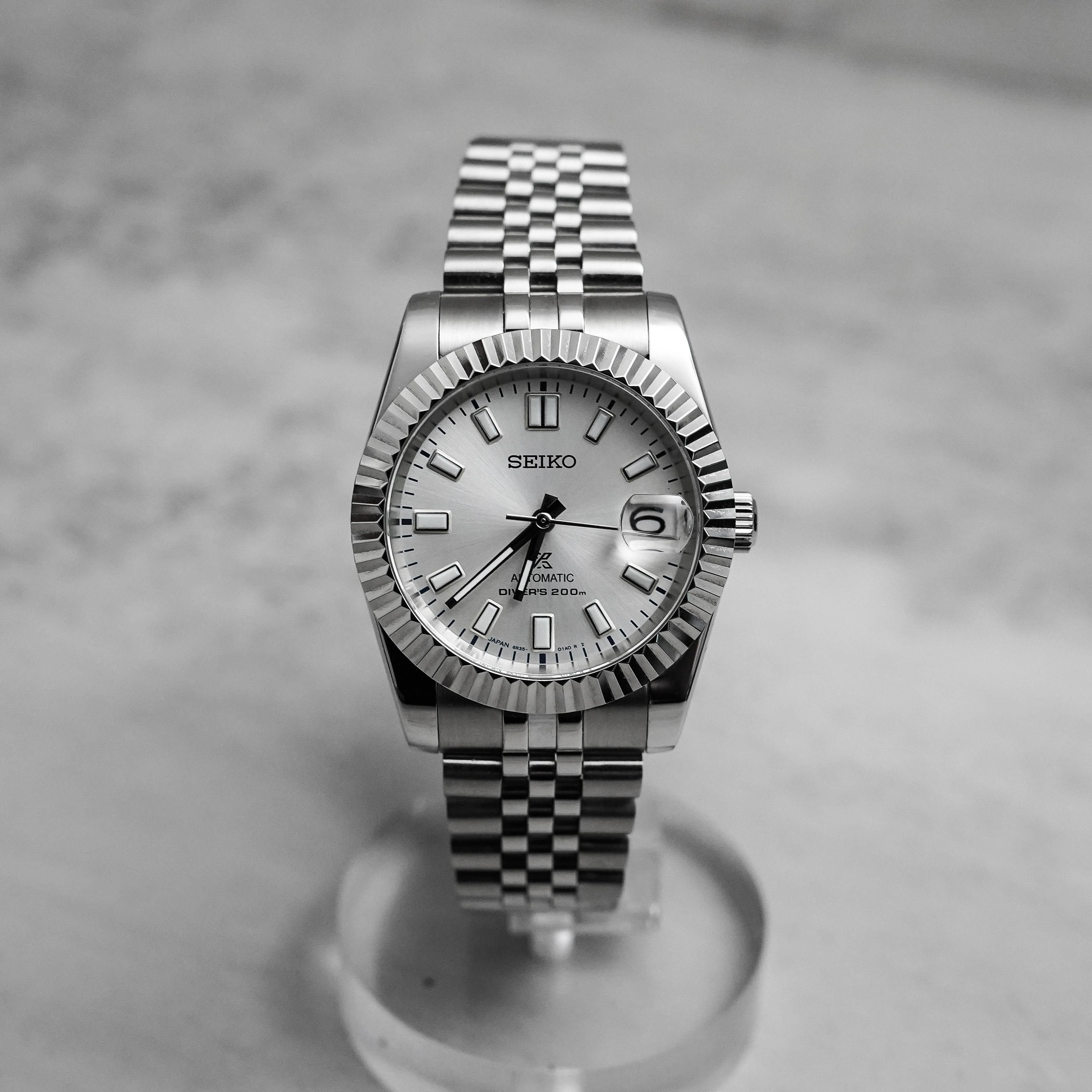 36mm White Datejust Style Mod Watch w/ SPB213 Dial & Seiko NH35