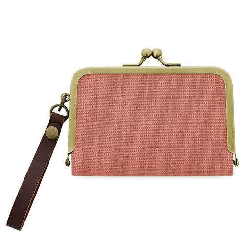 在庫商品】ストラップ付き横型がま口パスケース【帆布・綿布（アソート