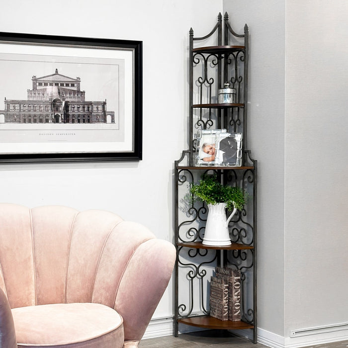 アンティーク調 アイアン コーナーシェルフ 4段 | ホームインテリア萬里ン