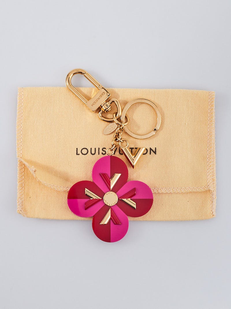 Louis Vuitton Pink/Red Resin Flower and V Key Holder and Bag Charm