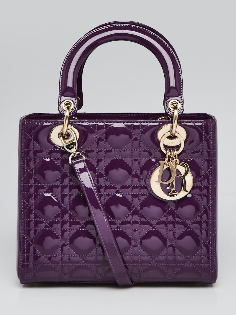 Christian Dior Purple Cannage Quilted Patent Leather Medium Lady