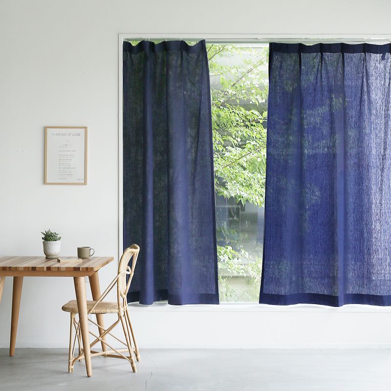 気軽に楽しめる既成サイズのリネンカーテン [ネイビー] リネン100