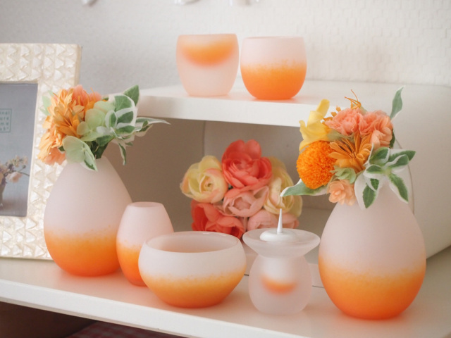 デザイン仏具 SEKIKA（ホワイト＆オレンジ）5点セット香