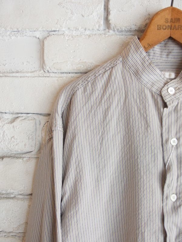 COMOLI シルク プルオーバーバンドカラーシャツ