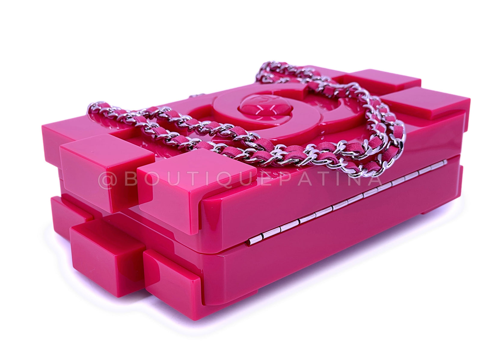Chanel 2014 Pink Lego Brick Minaudière Plexiglass Clutch Shoulder
