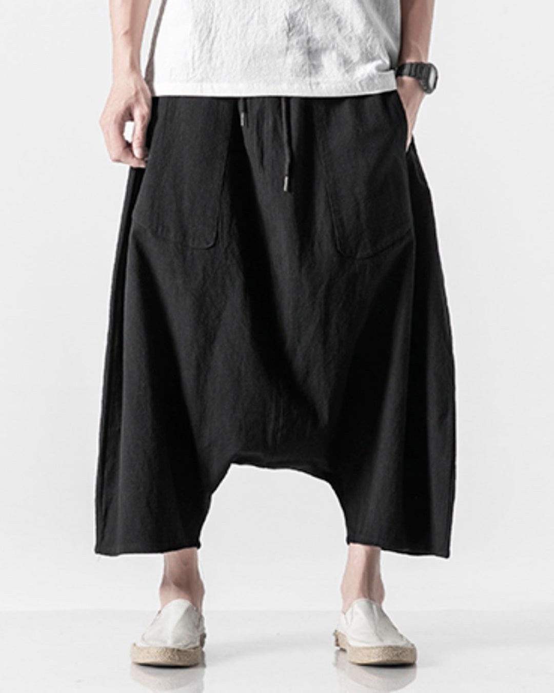♤♥COTTON LINEN SAROUEL PANTS – Black Gravity
