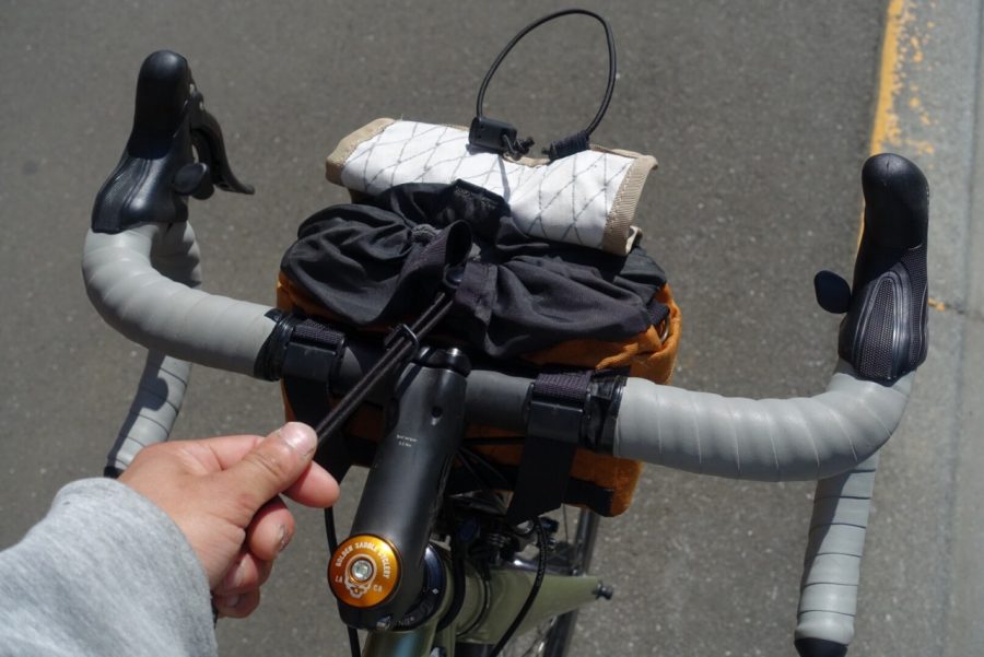 OUTER SHELL ADVENTURE* drawcord handlebar bag (olive drab） - BLUE