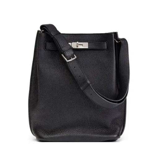 エルメス ソーケリー22 ブラック トゴ ショルダーバッグ シルバー金具