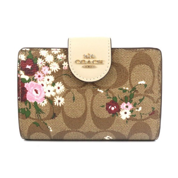 Brandol / COACH コーチ 二つ折り財布 シグネチャー フラワープリント