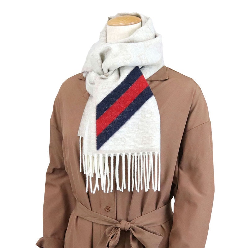 Brandol / GUCCI グッチ ストール ウール100% GG柄 マフラー ライト