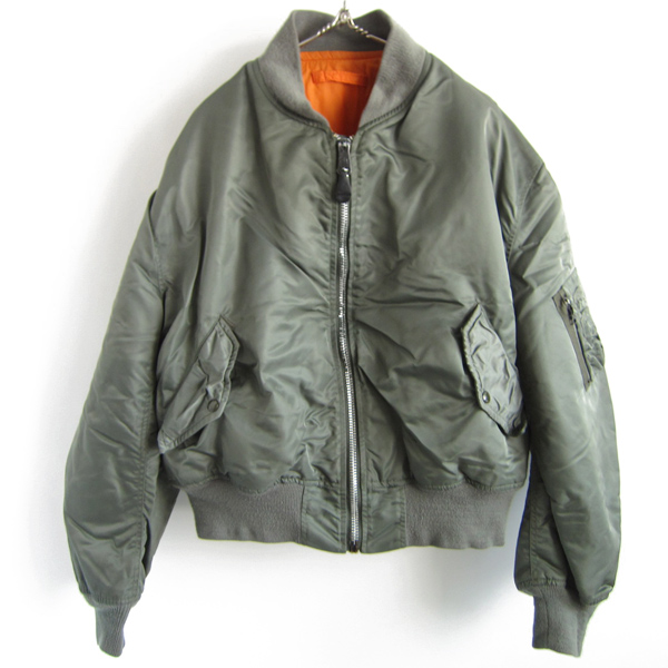 USA製/SCHOTT/ショット/MA-1/フライトジャケット/緑系【XL】ビッグ
