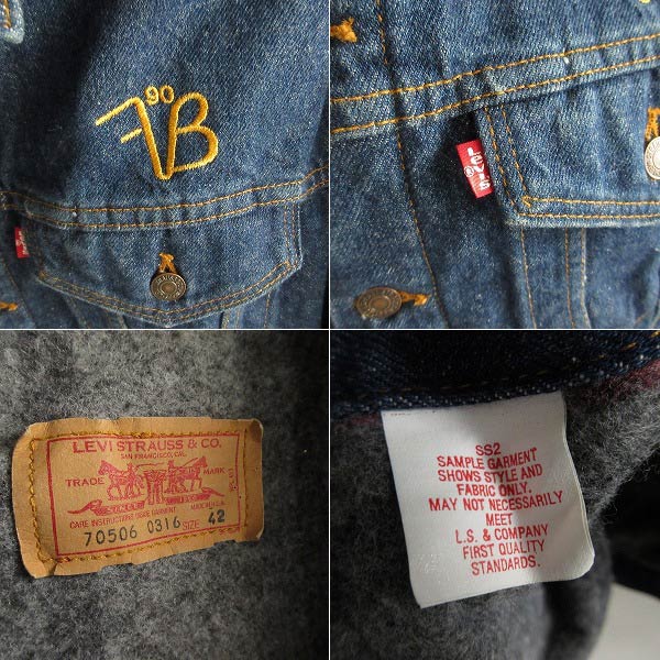 美品/濃紺/90's/USA製/リーバイス/70506/デニムジャケット【42