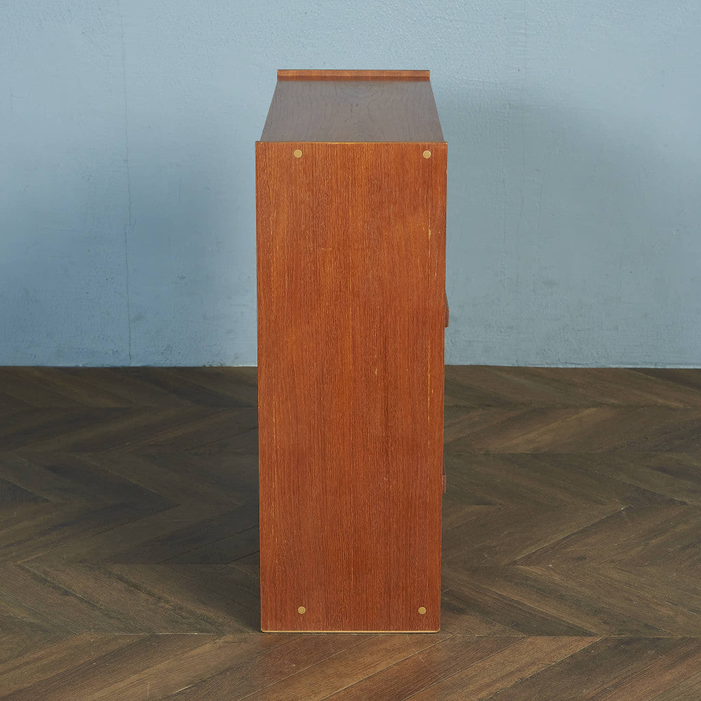 英国ヴィンテージ ナローガラスキャビネット / ブックケース #83660