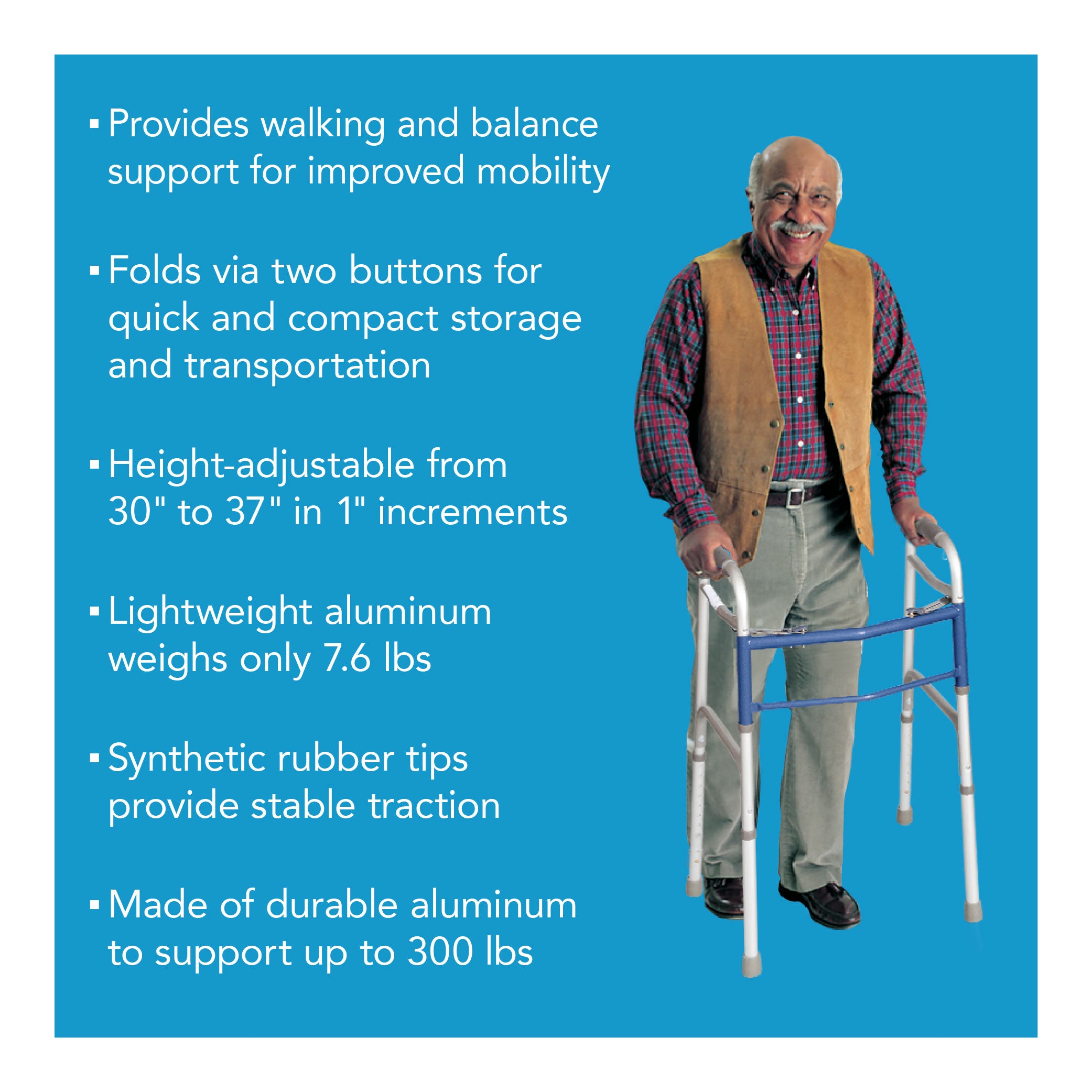 Carex Classics Dual-Button Foldable Walker