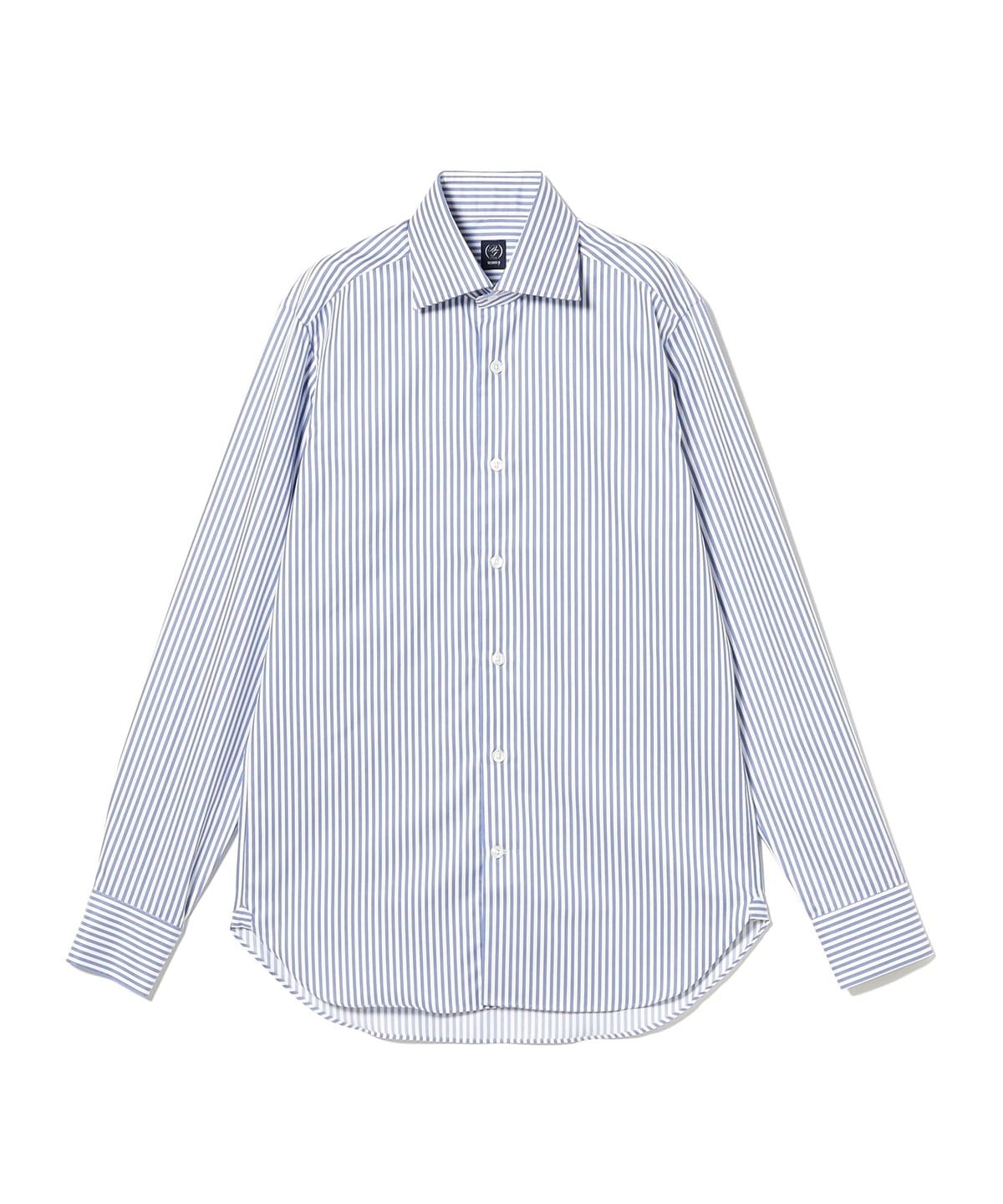 BEAMS F（ビームスF）コットン ロンドンストライプ ワイドカラーシャツ