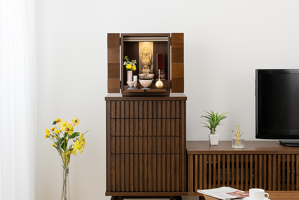 モダン仏壇 ミニ仏壇 コミカ 市松 ウォールナット 14号 | 東京 浅草