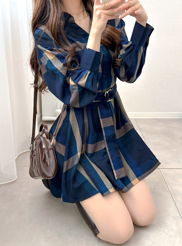 お洒落✨ バーバリーブルーレーベル ミニワンピース プリーツ チェック