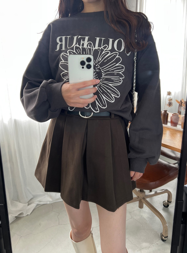 裏起毛フラワーロゴ刺繍スウェットトップス[cc89] | レディース