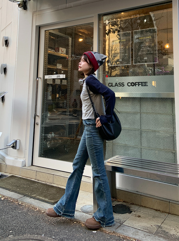 フリンジフレアデニムパンツ[cu513] | レディースファッション通販の