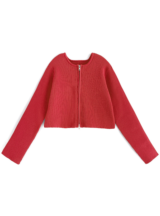 ダブルジップショート丈ニットトップス[an1574] | レディース