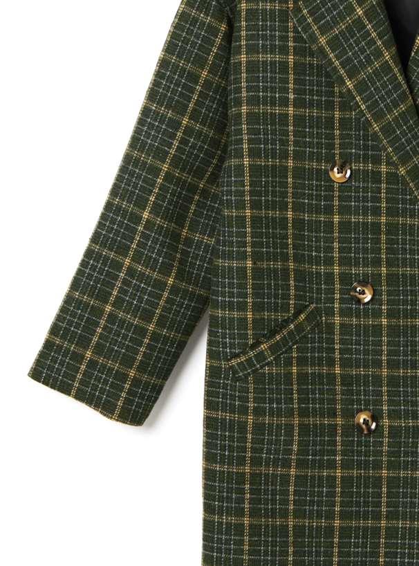 チェックロングダブルチェスターコート[ac1633] | レディース