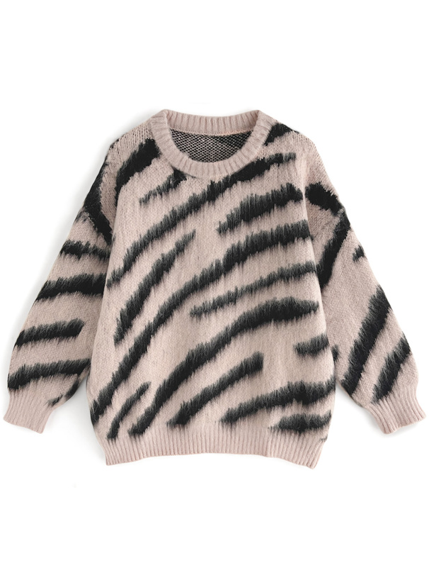 ゼブラ柄ビッグニットトップス[ac2227] | レディースファッション通販