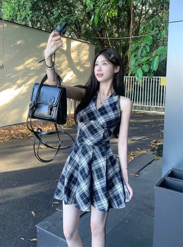 チェック柄ノースリーブミニワンピース[ac2546] | レディース