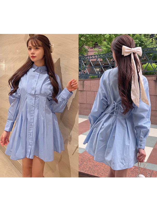 バックレースアップタックシャツミニワンピース[ai118] | レディース