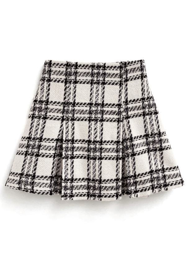 インパン裏地付チェック柄ツイードミニスカート[gm790] | レディース