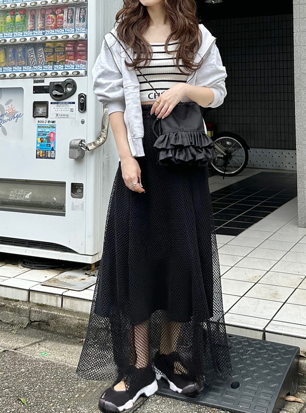 ぺチスカート付きメッシュフレアスカート[gc216] | レディース