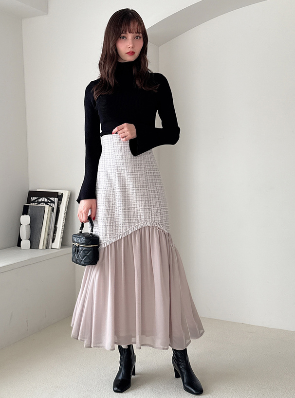 ツイード切り替えマーメイドフレアスカート[gc272] | レディース