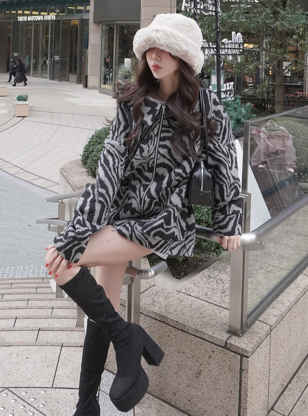 ゼブラ柄ダブルジップジャケット[gc277] | レディースファッション通販