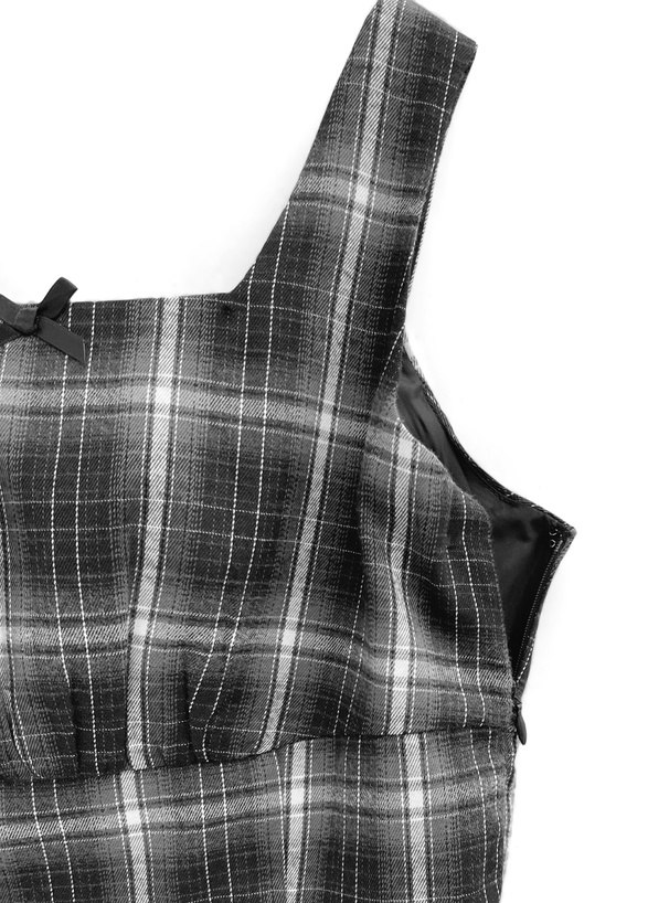 チェック柄リボンミニワンピース[dk1291] | レディースファッション