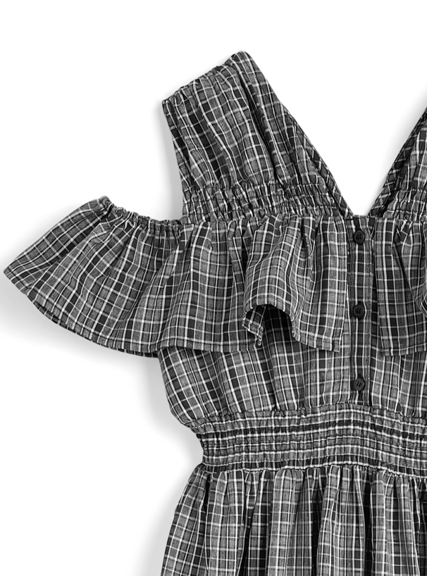 チェックオープンショルダーワンピース[dk1476] | レディース
