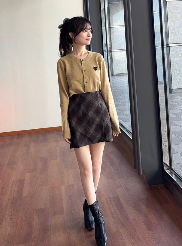 インパン裏地付きチェック柄タイトミニスカート[dk1546] | レディース