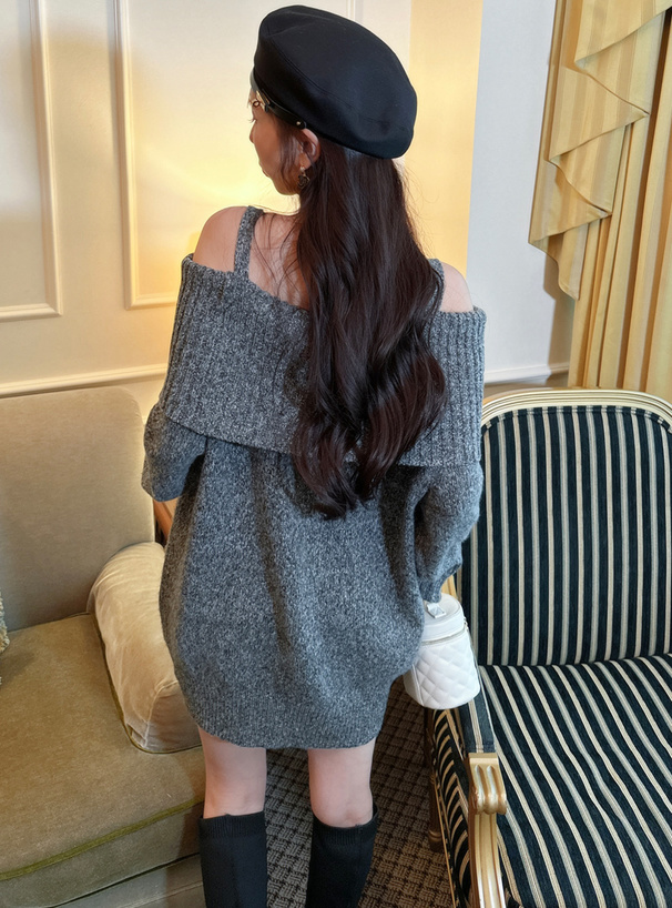 オフショルダーニットミニワンピース[dr618] | レディースファッション