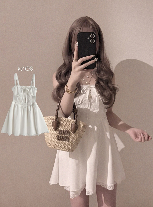 リボンレースフレアミニワンピース[ks108] | レディースファッション