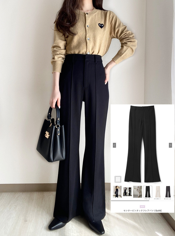センターピンタックフレアパンツ[kz06] | レディースファッション通販