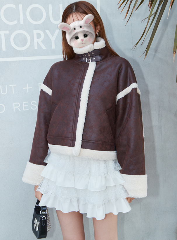 ムートンボアライダースジャケット[k9332f] | レディースファッション