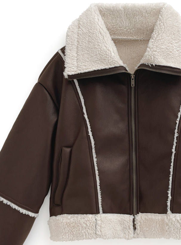 襟2Wayレザームートンブルゾン[nk76] | レディースファッション通販の