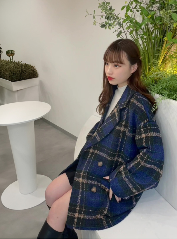 チェック柄ツイードショートコート[snk978] | レディースファッション